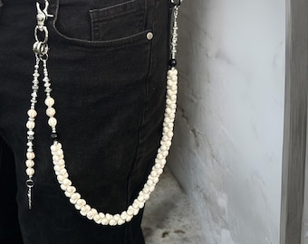 White Turquoise Bone Wallet Chain: Heavy Punk Pants Chain