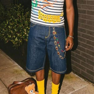 Cadena para cartera con gemas de colores: Cadena para pantalones Y2K dorada (65 cm)