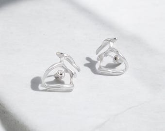 Irregular Abstract Earrings, Liquid Melted Silver Earrings