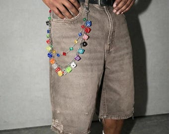 Colorful Dice Wallet Chain: Y2K Funky Pants Chain, Goth Punk Jewelry