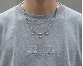 Collier à breloques étoile Y2K punk gothique collier superposé chaîne en acier inoxydable unisexe bijoux alternatifs