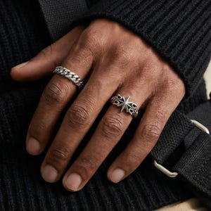 Hexagram Star Ring, Gothic Y2K Statement Band