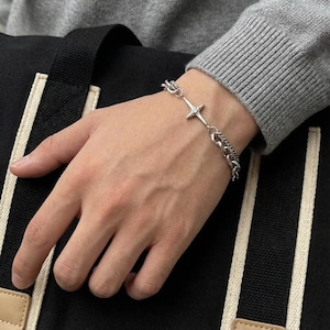 Silber Star Link Armband: Titan Stahl Y2K Celestial Jewelry