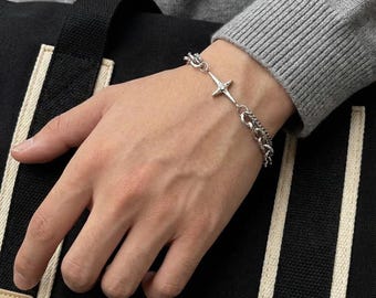 Silver Star Link Bracelet: Titanium Steel Y2K Celestial Jewelry