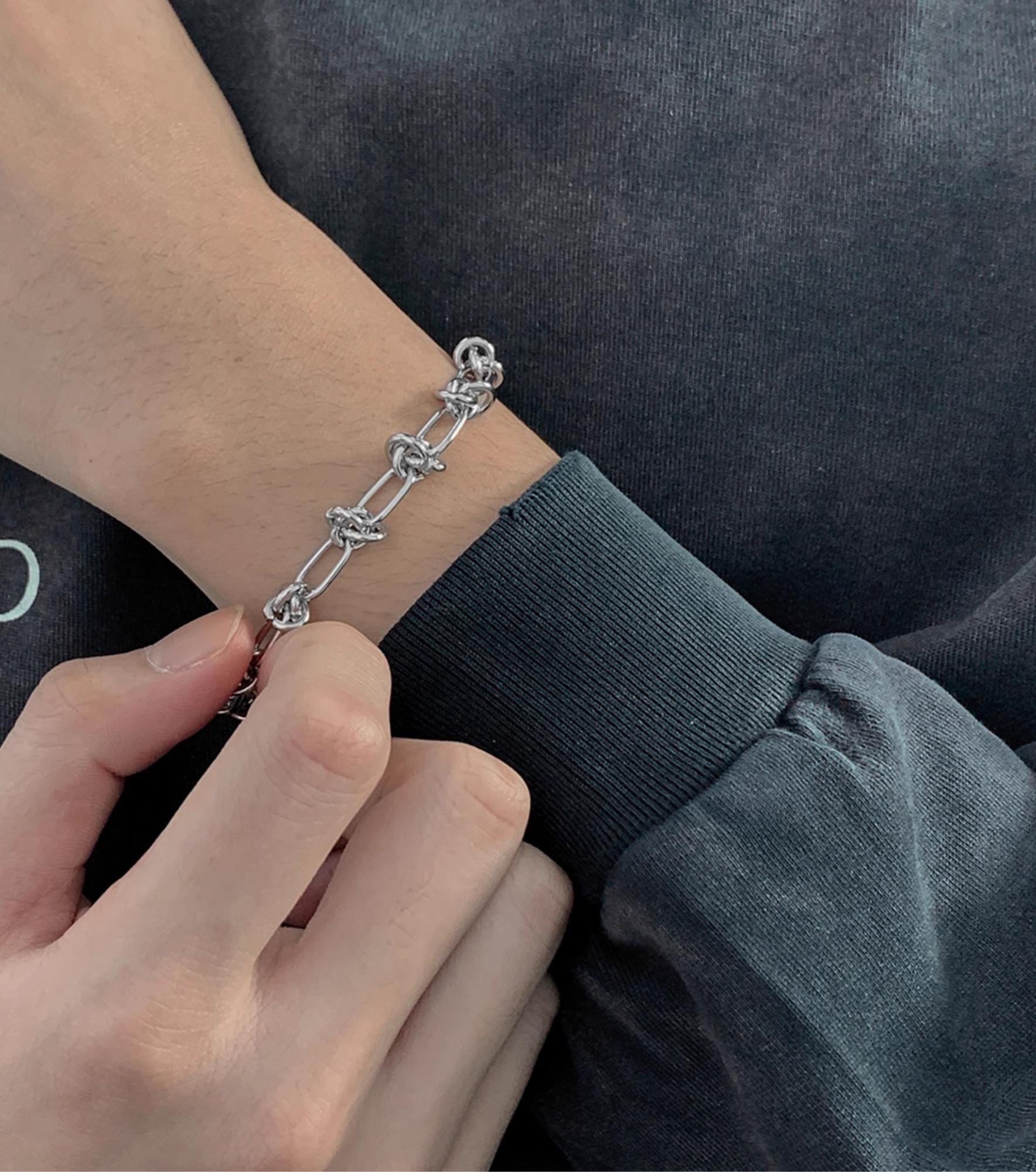 Silver Knotted Braclet, Spiked Silver Braclet,  Grunge Knot Bracelet, y2k Bracelet, Aesthetic Bracelet,