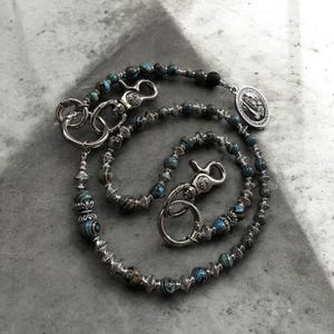 Türkis Schwarz Silber Geldbörse Kette - Einzigartige Hosen Kette, Handgemachte Hip Hop Jeans Kette, Gürtel Kette Accessoire Unisex
