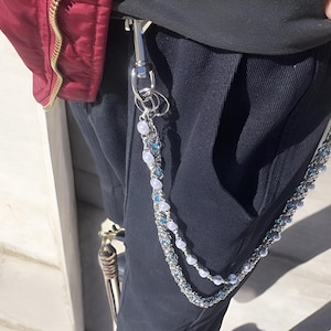 Doppel geschichtete Perle Brieftasche Kette, Edelstein Hosen Kette, Gürtel Kette, Schlüsselring Kette, Grunge Brieftasche Kette, Seitenkette für Jeans