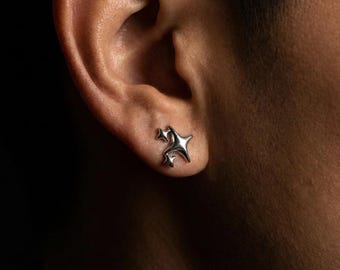 Y2K Double Star Stud Earrings - Titanium Steel Celestial Jewelry