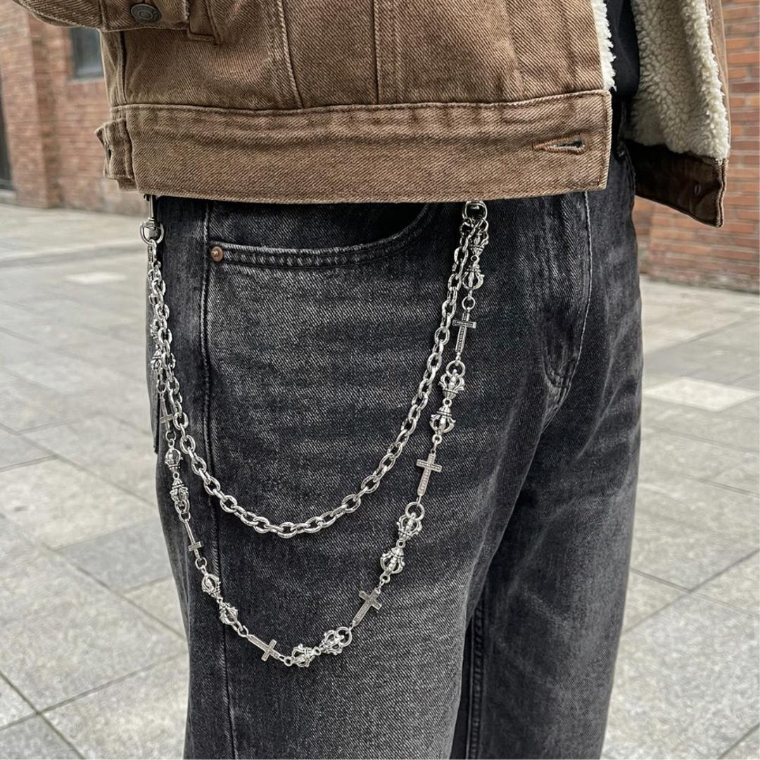 Portefeuille Chaîne Homme - Argent Massif - Motif Griffe De Dragon Gothique - Style Motard - Neuf Sans étiquettes