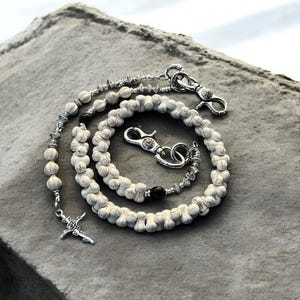 White Turquoise Thick Bone Wallet Chain, Heavy Wallet Chain, y2k Pants Chain, Punk Wallet Chain, Alt Jewelry