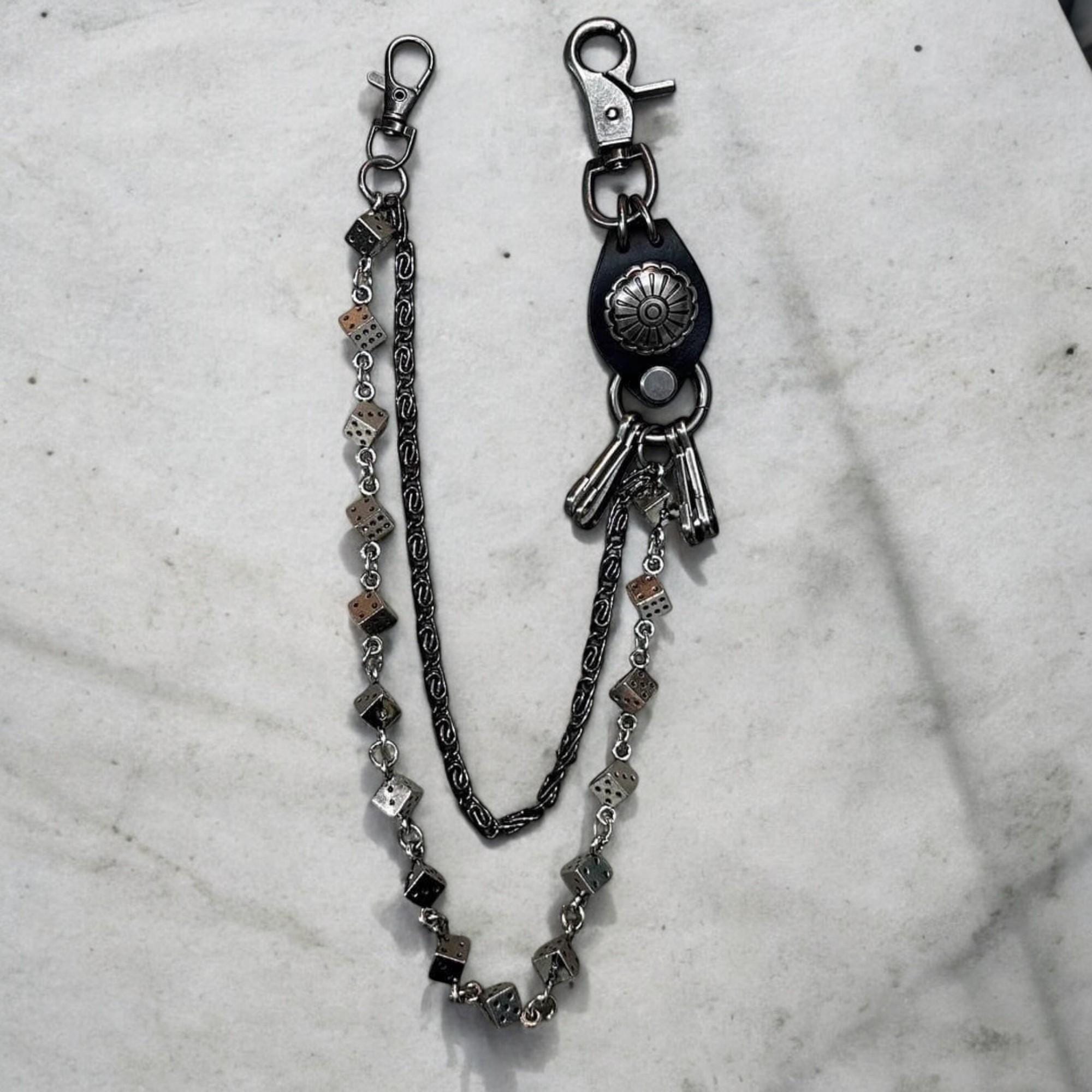 Double Layered Dice Wallet Chain, Dice Keychain for Jeans