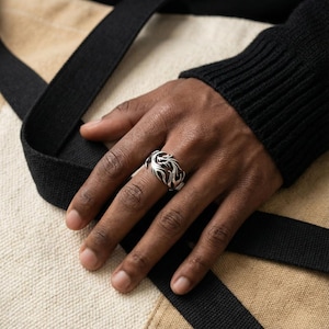 Sterling Silver Dragon Ring: Adjustable Chunky Band