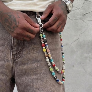 Crystal Dice Wallet Chain: Y2K Gemstone Pants Chain, Goth Punk Jewelry