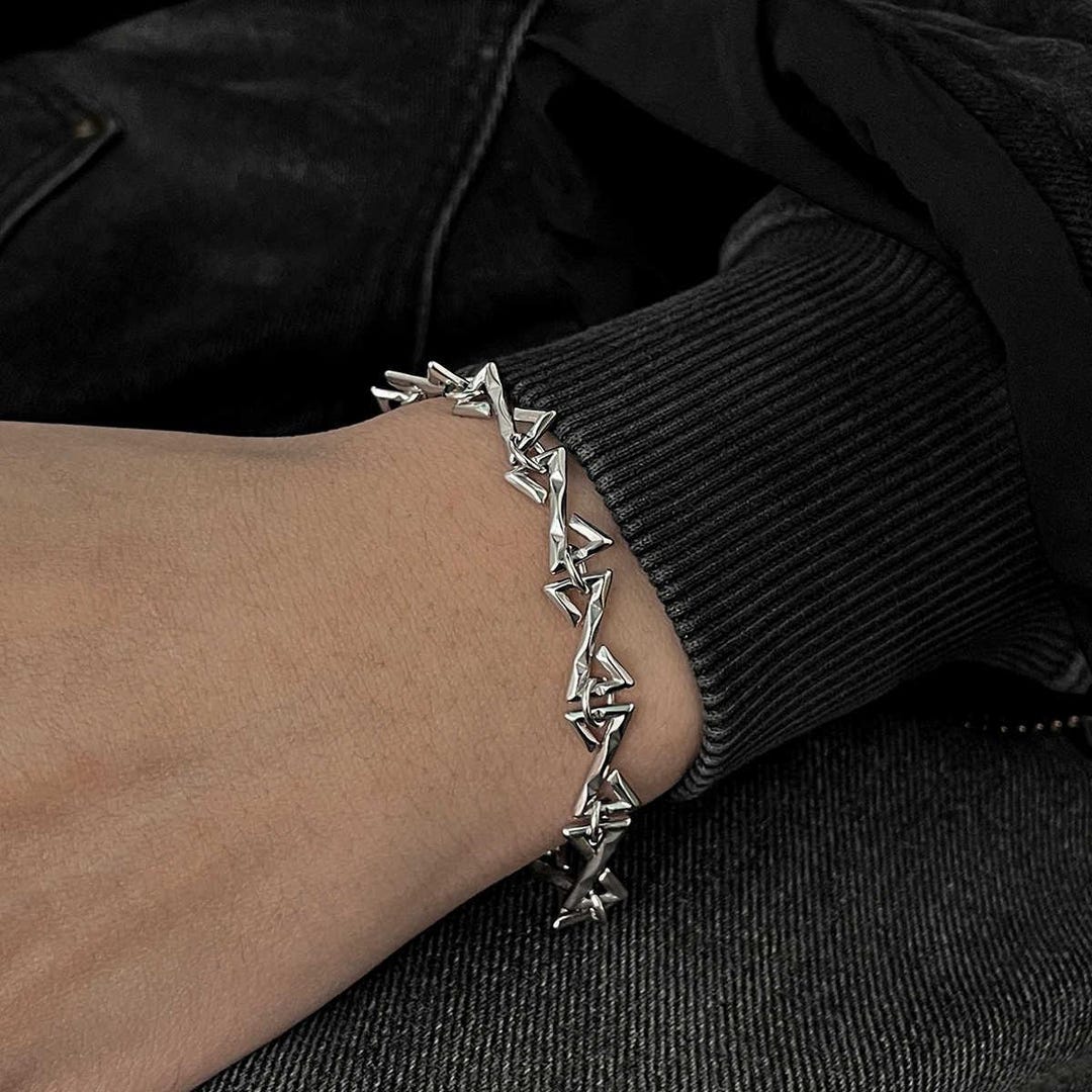 【安心発送】 Chain Pattern Z Bracelet, Bracelet Silver Geometric アクセサリー