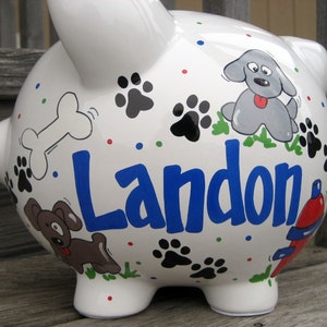 Puppy Dog Personalized Piggy Bank-Large