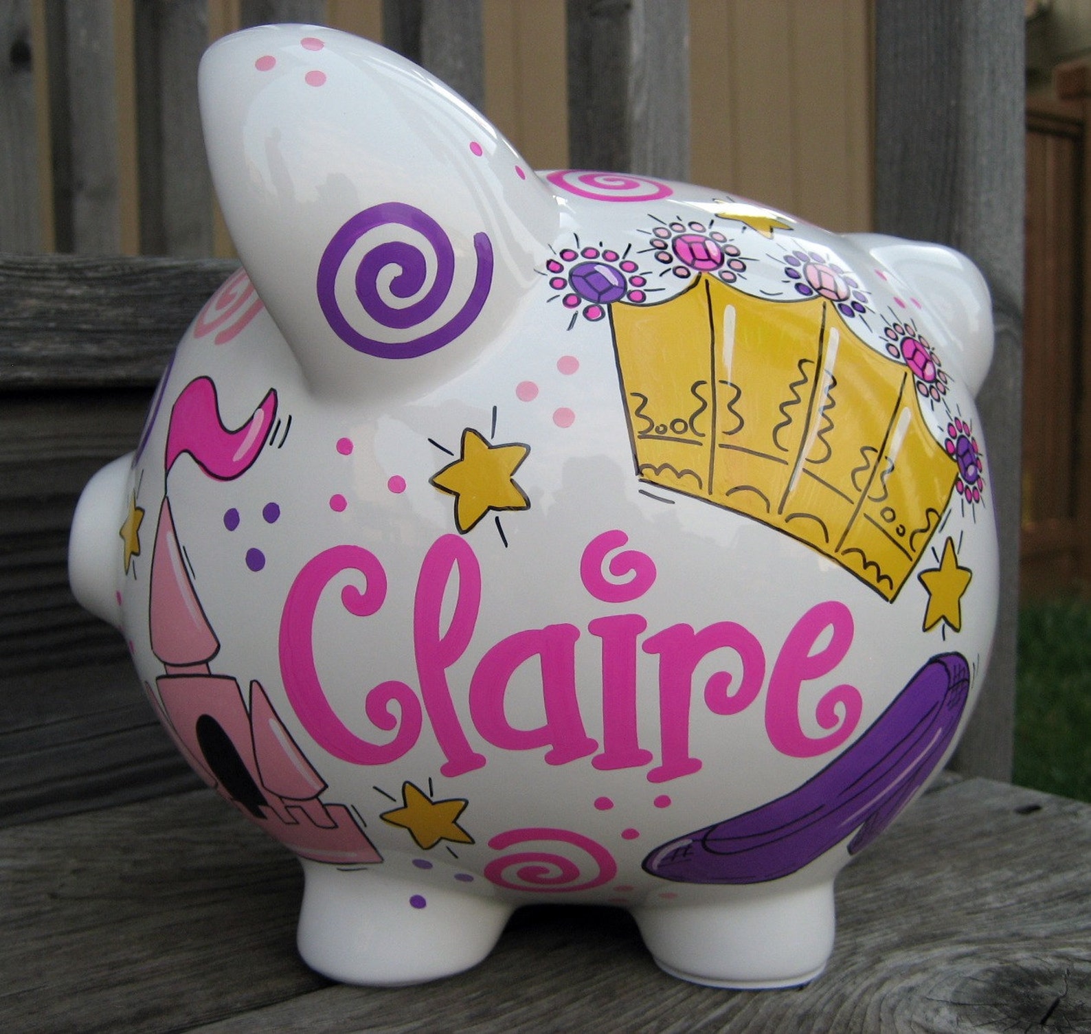 Princess Piggy Bank Large Personalized Piggy Bank for Girl Etsy