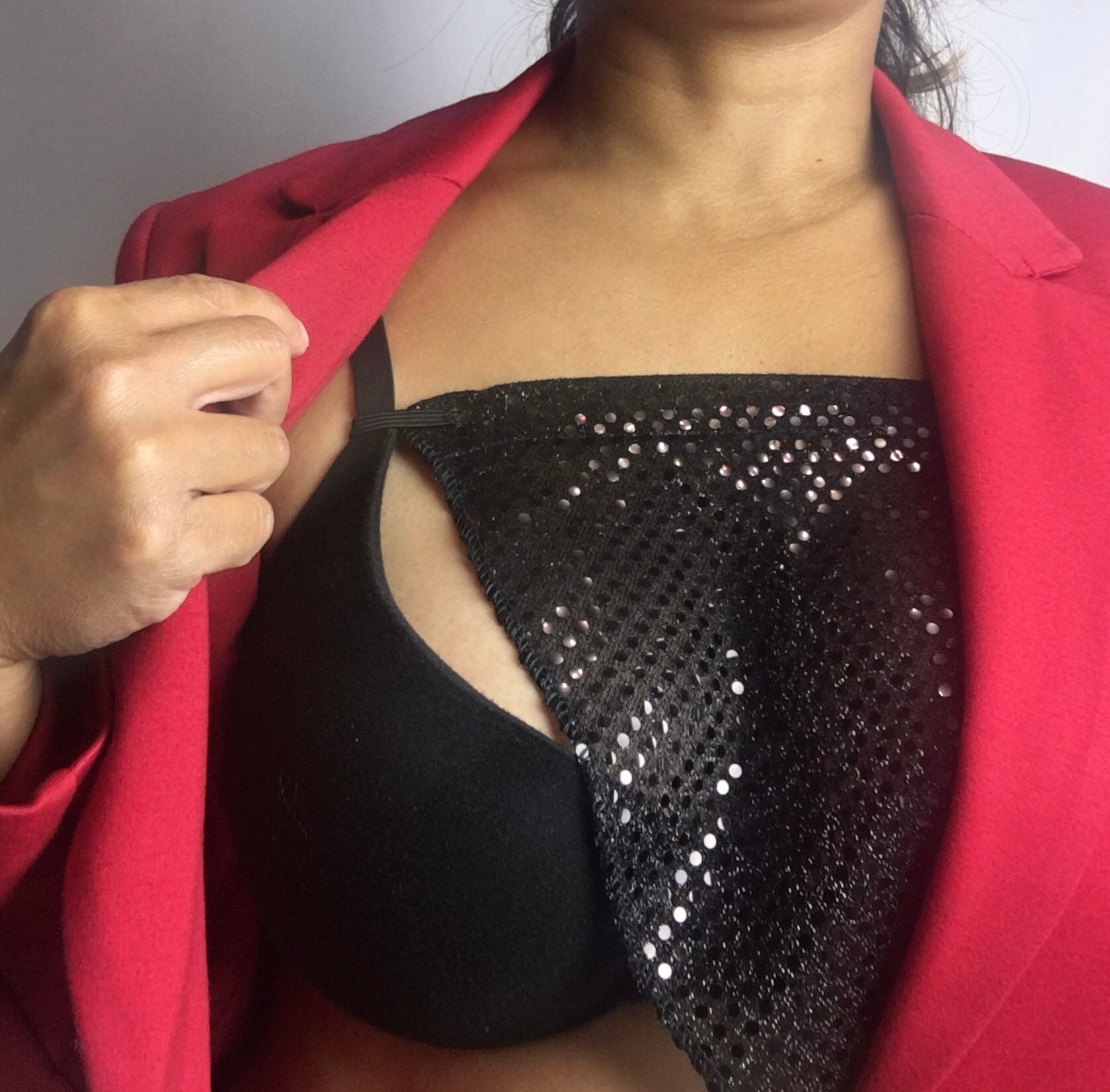 Chest cover Cleavage coverage black Sequin Modesty panel Etsy