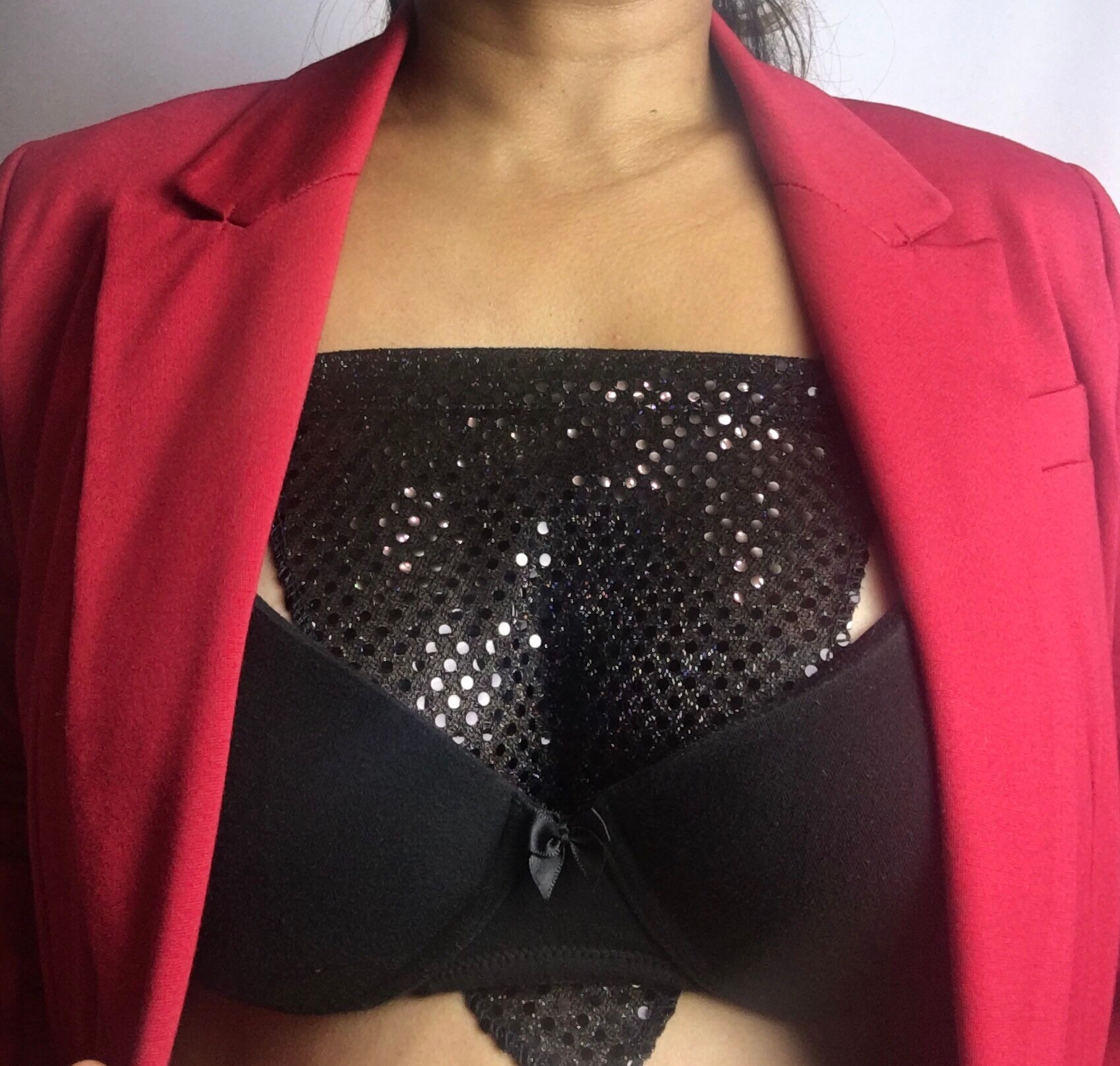 Chest cover Cleavage coverage black Sequin Modesty panel Etsy