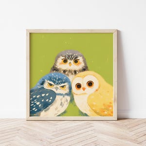 Cute Owls Wall Art Nursery Print - Adorable Owl Illustration & Bird Gifts Décor, Kids Room Poster, Perfect Birthday Present