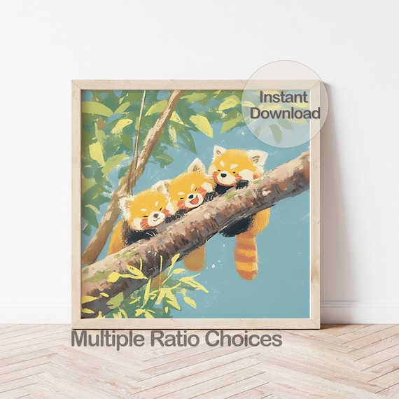 Red Panda Wall Art | Digital Christmas Gift Animal | Illustration for Nursery Print