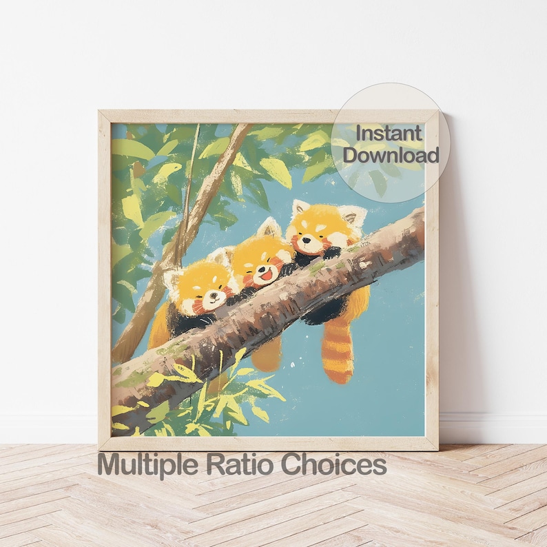 Red Panda Wall Art | Digital Christmas Gift Animal | Illustration for Nursery Print image 1