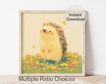Igel Illustration zum ausdrucken, Herbst Illustration, Illustration zum ausdrucken, Sofort Download Geschenk