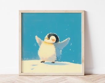 Penguin Chick Nursery Wall Art,  Antarctica Animal Art Print