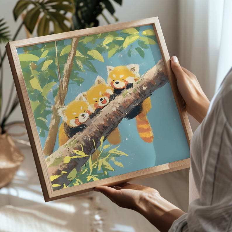 Red Panda Wall Art | Digital Christmas Gift Animal | Illustration for Nursery Print image 4