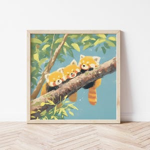 Red Panda Wall Art | Cute Red Panda Illustration for Nursery Prints | Gender Neutral Wall Décor | Unique Birthday Gifts for Kids