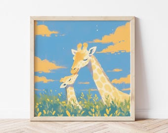 Giraffe Art Print | Safari Nursery Decor, Animal Illustration