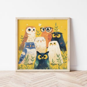 Precioso arte de pared de búhos: lámina para habitación infantil, adorables búhos, regalos y decoración, póster de búho para habitación infantil, perfecto para baby shower.