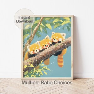 Red Panda Wall Art | Digital Christmas Gift Animal | Illustration for Nursery Print image 6
