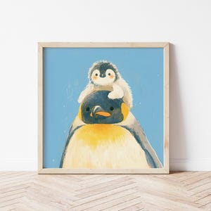 Cute Penguin Family Illustration of Baby Penguin Nursery Print of Penguin Birthday Gifts of Penguin Wall Décor of Penguin Poster