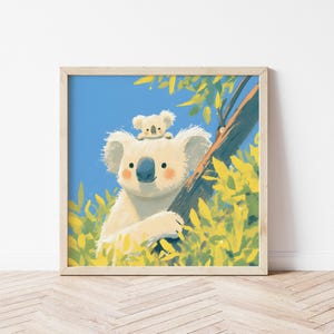 Koala Wall Art Nursery Print – Koala Bear Family Illustration – Australian Animal Décor Birthday Gift for Kids Room