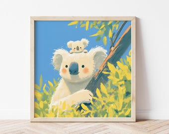 Koala Family Giclée Print – Australian Animal Nursery Wall Art