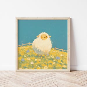 Ilustração de ovelha fofa, arte de parede de ovelha, impressões de animais de fazenda, presentes de aniversário, decoração de parede de ovelha, arte de parede de berçário