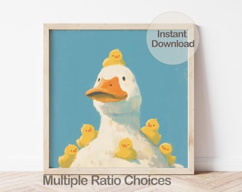 Digital Duckling Nursery Art: Playful Duck Family Wall Decor, Instant Download Gift