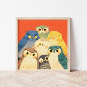 Cute Owls Illustration of Owl Nursery Print of Owls Friends Gifts of Owl Wall Décor of Owl Poster of Owls Wall Art