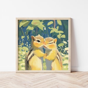 Lovely Chipmunk Illustration of Chipmunk Print of Chipmunks Friends Gifts of Chipmunk Wall Décor of Chipmunk Poster of Chipmunk Wall Art