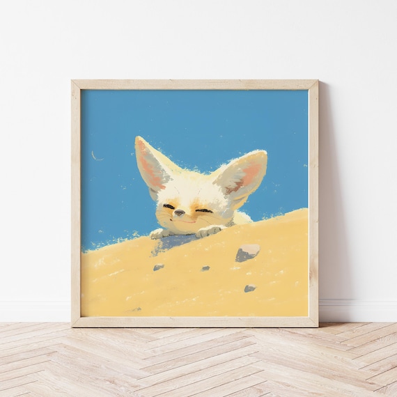 Fennec Fox Wall Art  Nursery Print – Desert Animal Decor, Cute Kids Room Gift, Birthday Present Animal Nursery, Fennec Fox Illustration