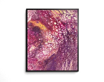 Abstract 8x10 Ethereal Joyful Art Print Organic Design in Pink & Purple Animal Egg Life Art Acrylic Pour Fluid Art Wall Decor-Hatching