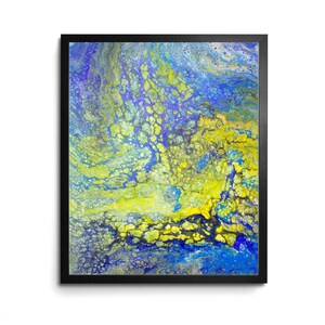 Abstract Water Island 8x10 Art Print Organic Design in Green & Blue Acrylic Pour Fluid Art Wall Decor Sea Ocean Home-Alone But All Together