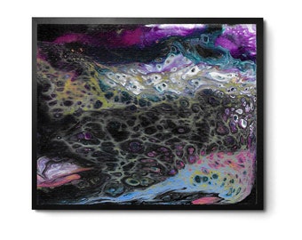Abstract Witchy Celestial Cosmic 8x10 Art Print Organic Design in Black & Purple Acrylic Pour Fluid Art Wall Decor-Big Spirit