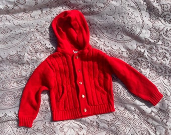 Vintage Red Hooded Sweater 18 Months