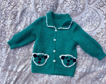 Vintage Hand Knit Dog Sweater 3-5