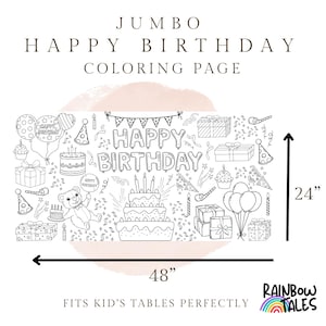 Giant Personalized Birthday Coloring Poster, Giant Coloring Table Cover, Custom Paper Birthday Tablecloth for Parties, Coloring Banner