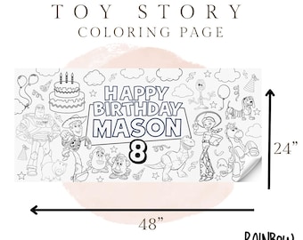 Toy Adventure Giant Coloring Page, Toy Friends Coloring Banner, Toy Movie Coloring