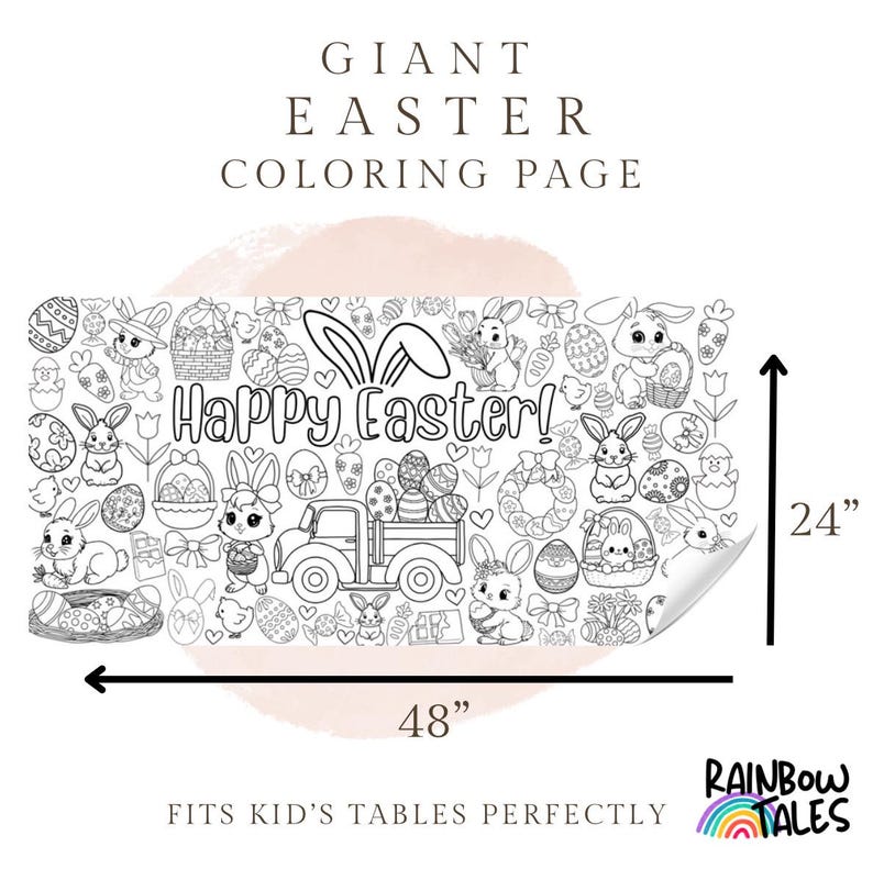 Giant Easter Coloring Page, Easter Coloring Banner, Easter Bunny ...