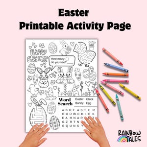 Easter Coloring Page Printable, Easter Activity Sheet, Kids Easter Crafts, Digital Coloring Activity, Easter Fun