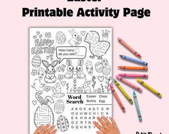 Easter Coloring Page Printable, Easter Activity Sheet, Kids Easter Crafts, Digital Coloring Activity, Easter Fun